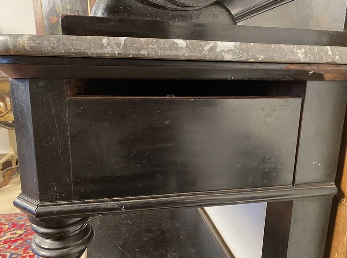 Large Napoleon III sideboard, blackened wood and ebony veneer.