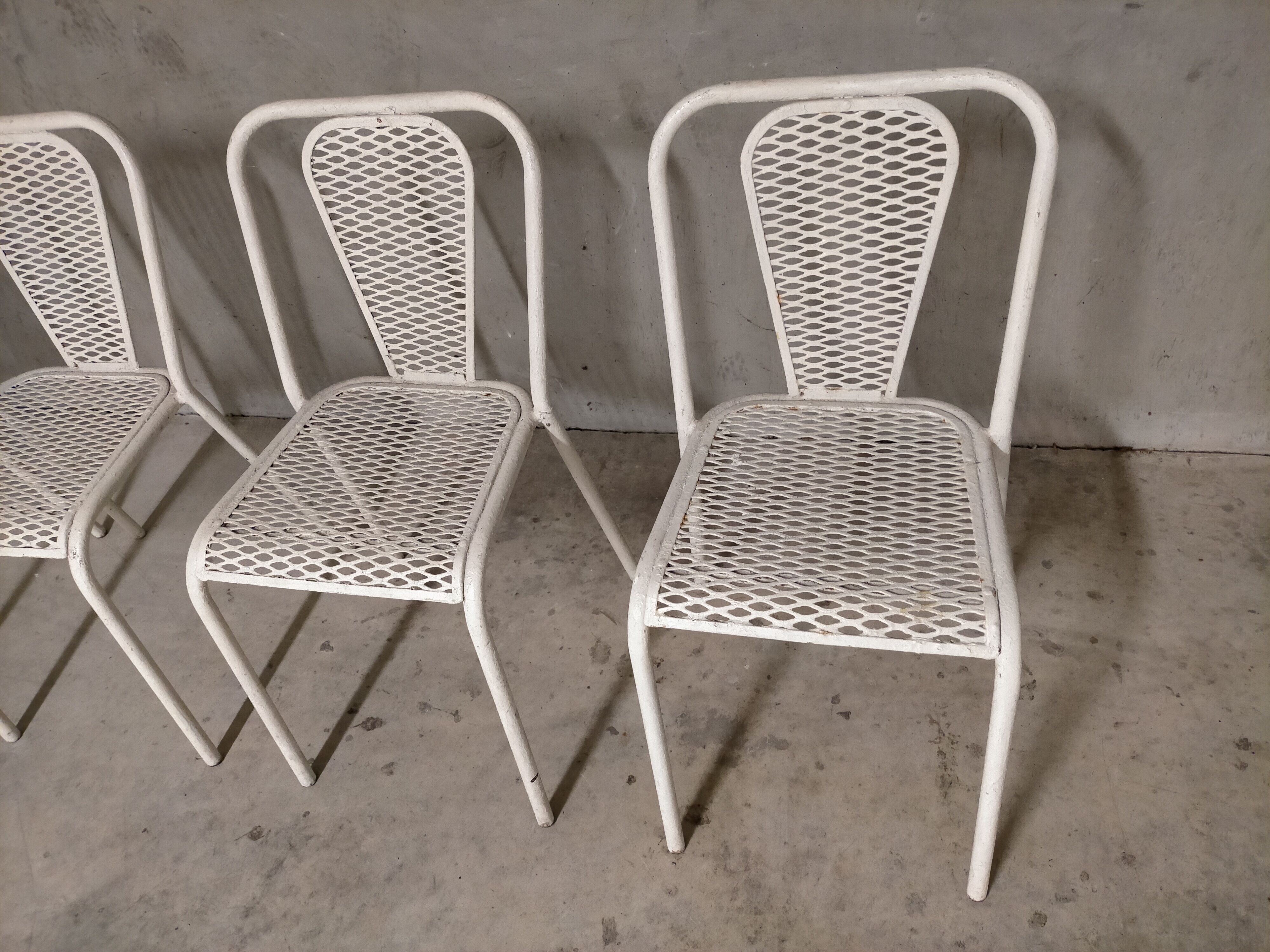 René Malaval vintage perforated metal garden furniture Seducta 1950s