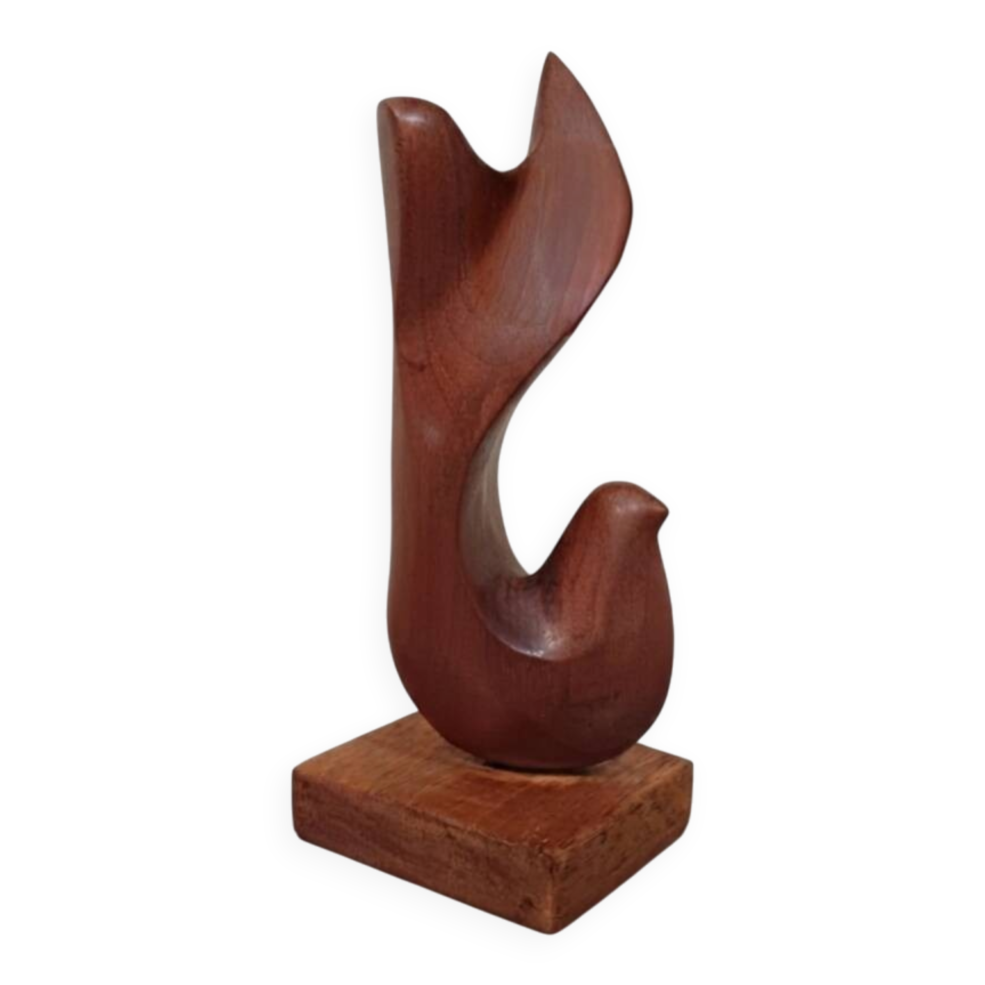 Scandinavian dove in carved teak wood, signed NM, circa 1960.