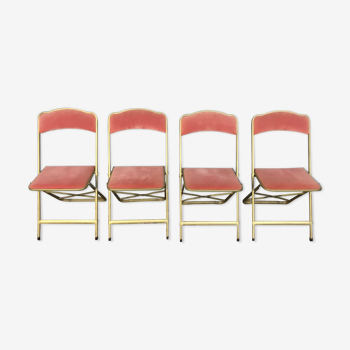 4 chaises pliables événementielles velours rose