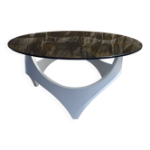 Table basse  space  age bois et verre