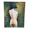 Painting portrait nude woman back oil on canvas