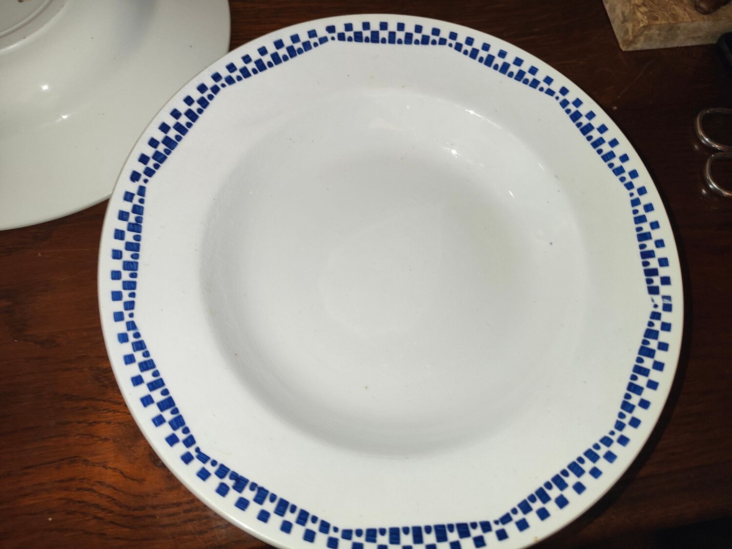 6 hollow plates Moulin des loups and Hamage Orchies France patterned 50s