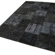 Handmade turkish overdyed 171 cm x 243 cm black patchwork carpet