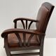 Colonial armchair in teak and leather