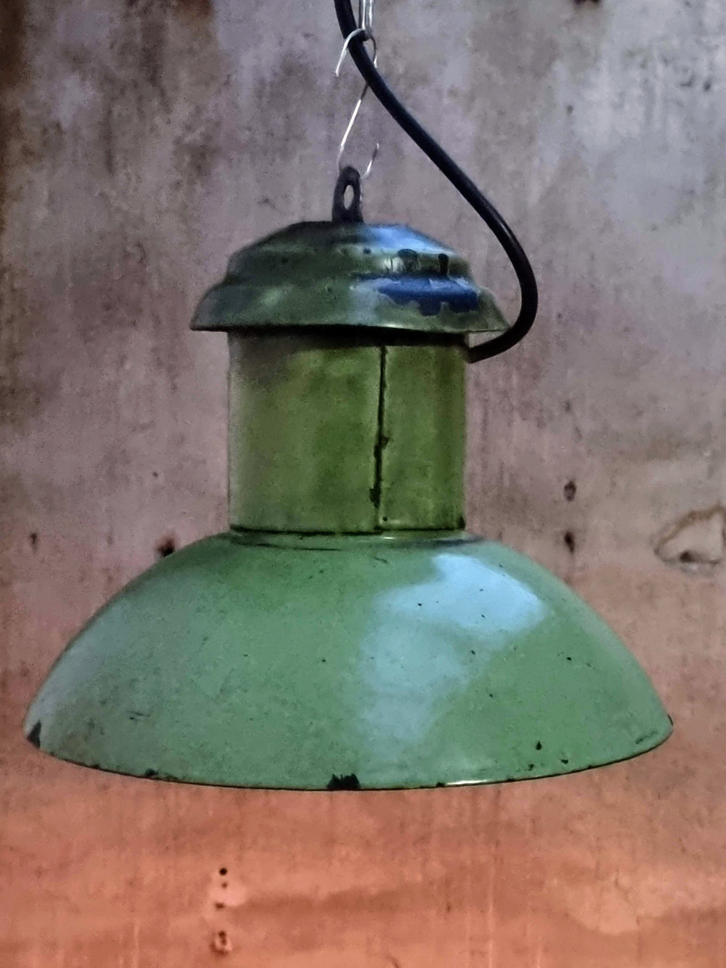 Old street lamp soft green enamel hanging lamp