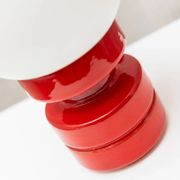 Red ceramic table lamp from Italy (1970s) with white opal glass shade - mid-century design
