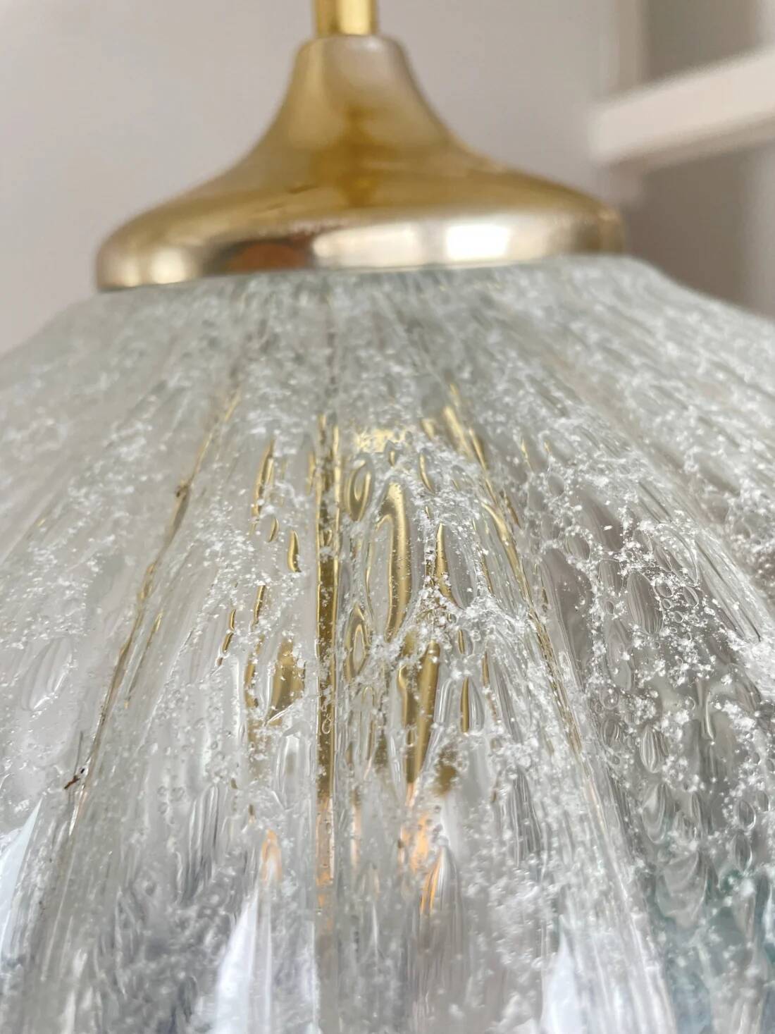 Vintage German DORIA Suspension in Cracked Glass 1960s