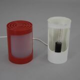 Red and white plastic space age table lamp, 1960s