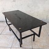 1950s metal and glass coffee table
