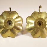 Pair of brass "flower" candlesticks