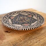 Vintage Hand Painted Tunisian Decorative Plate With Camel, Ornate Stoneware