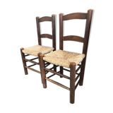 Pair of straw brutalist chairs, 1970