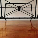 Vintage magazine rack and harness in wood and wrought iron