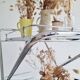 Desserte roulante en métal chromé et plateaux en verre