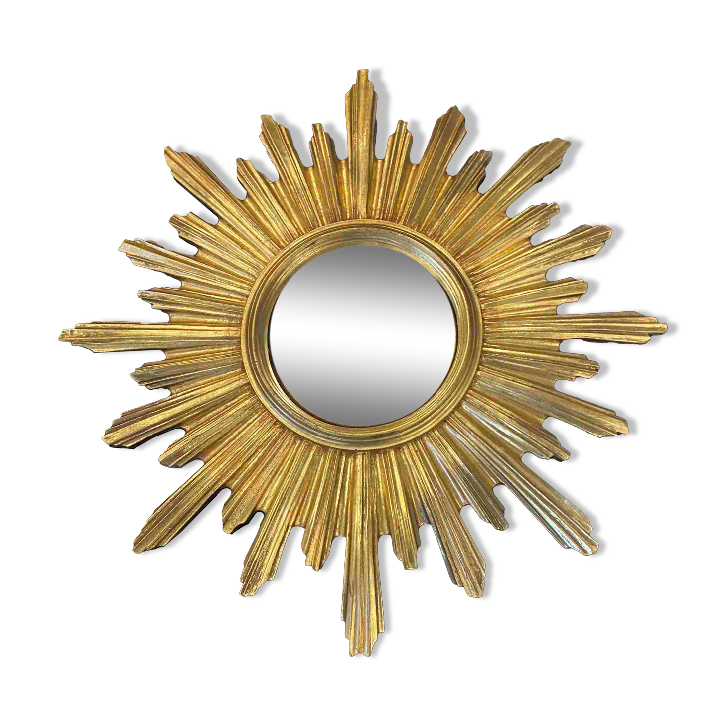 Large witch's eye sun mirror dia 52cm curved vintage 1960