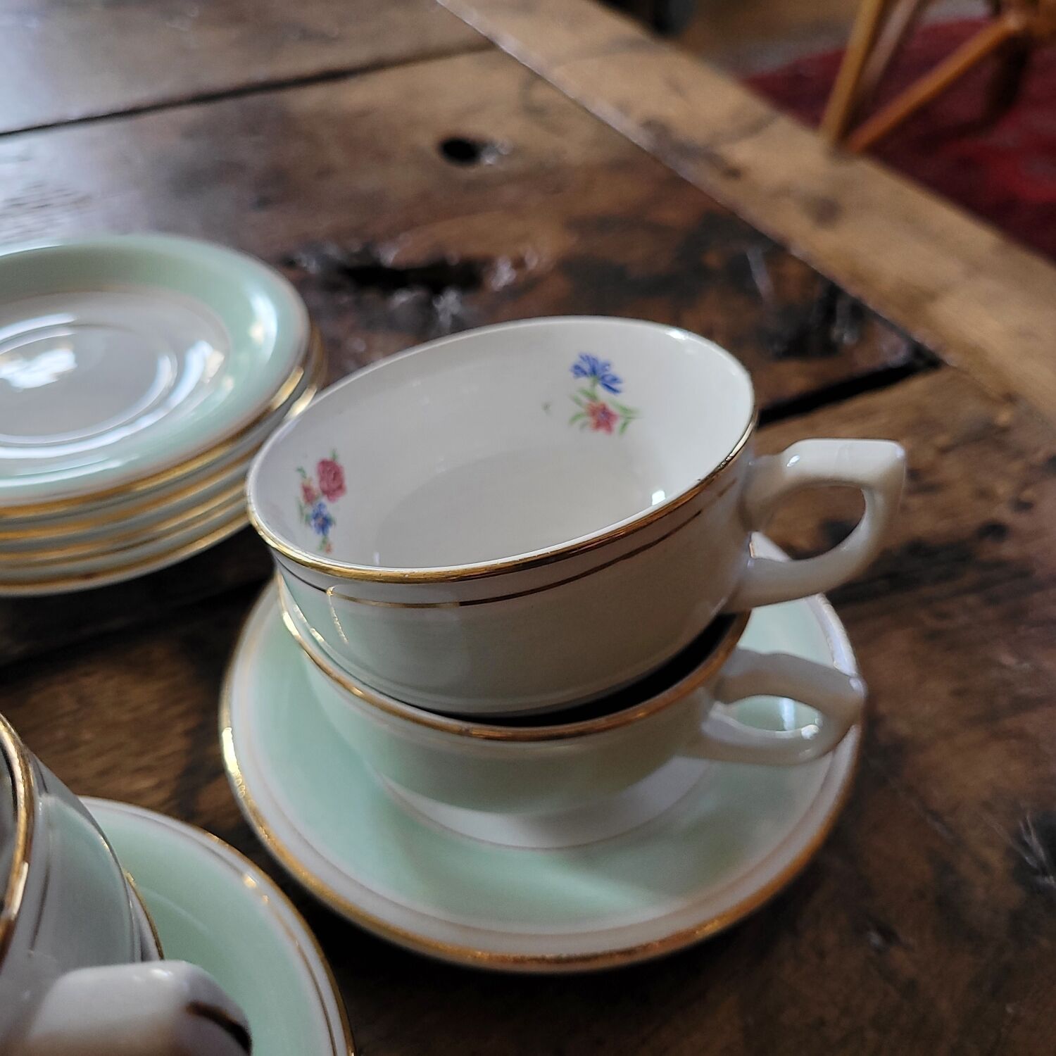 Set of 8 opaque porcelain cups – 1950s