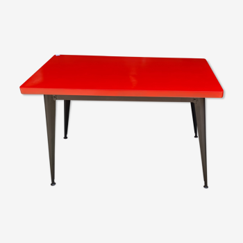 Ancienne table tolix en métal rouge et noir