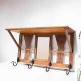 Antique French coat rack with mirror in art deco style circa 1930