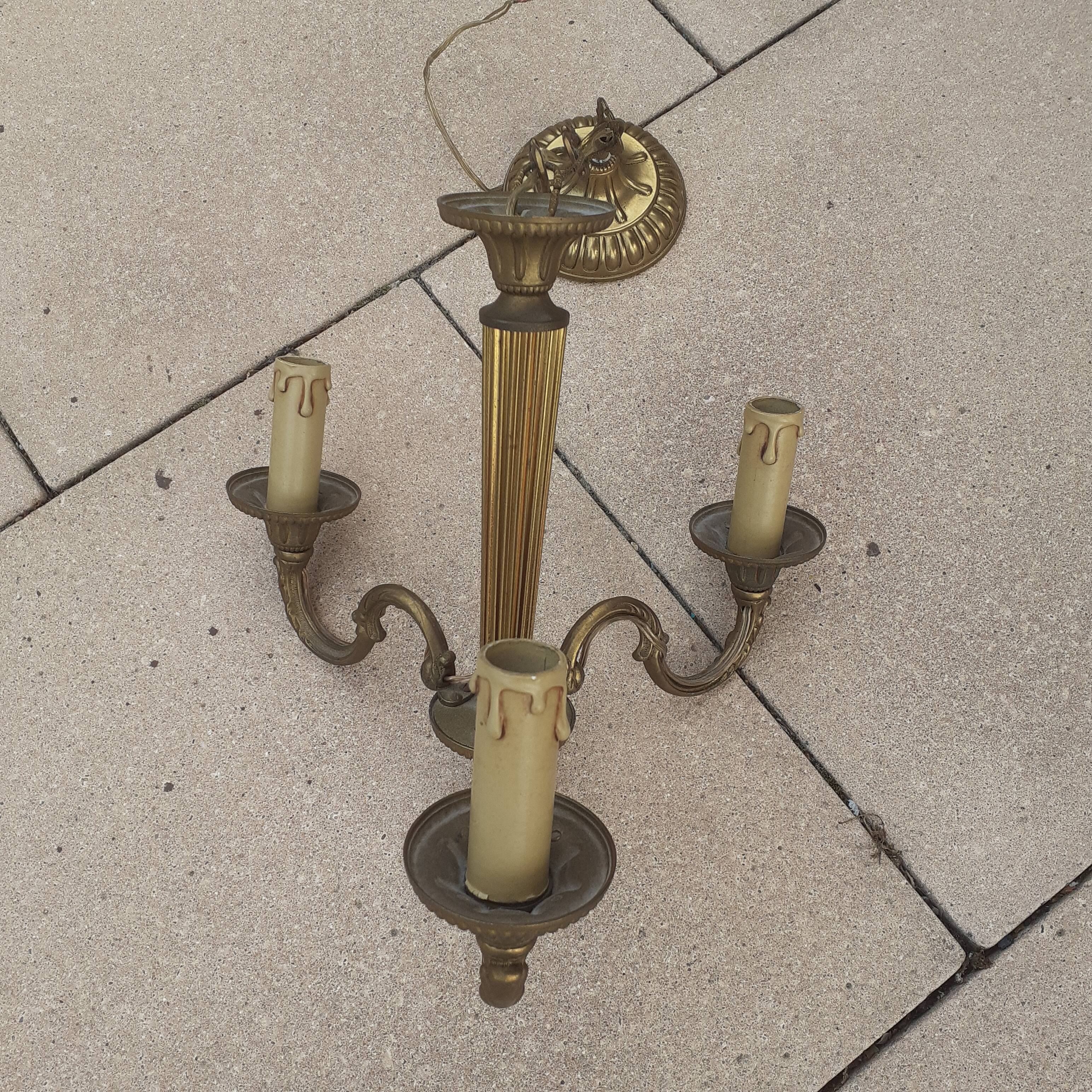 Electrified bronze chandelier with 3 lights Empire style