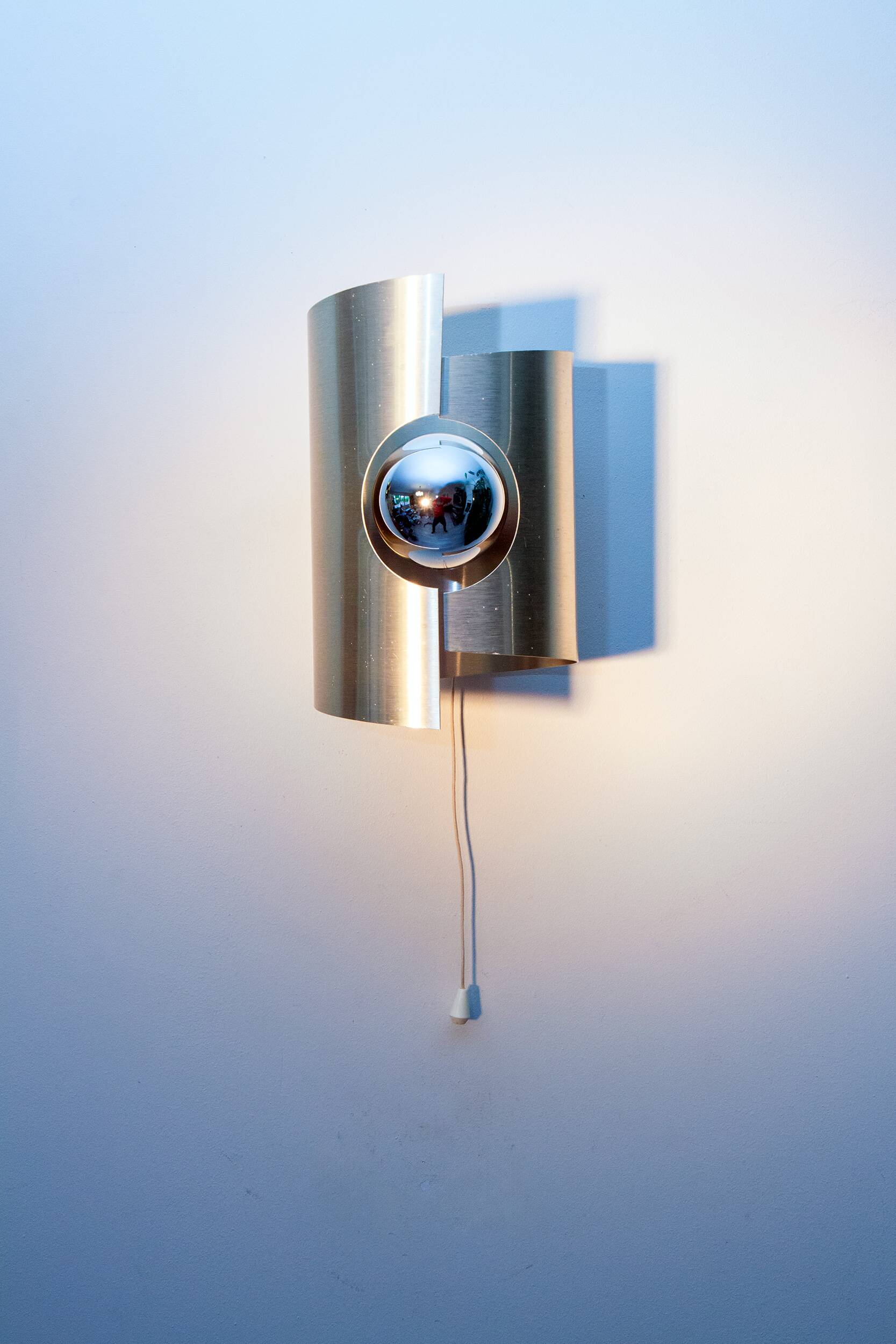 Brushed aluminum wall light, space age 70