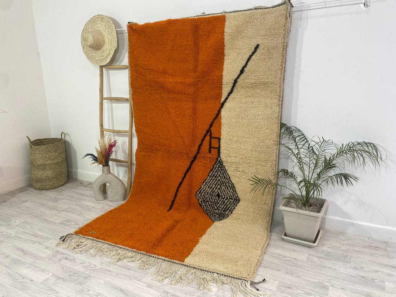 Handmade Moroccan Berber carpet 252 x 152 CM