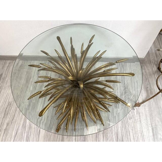 Old gold florentine wrought iron ears cofee table