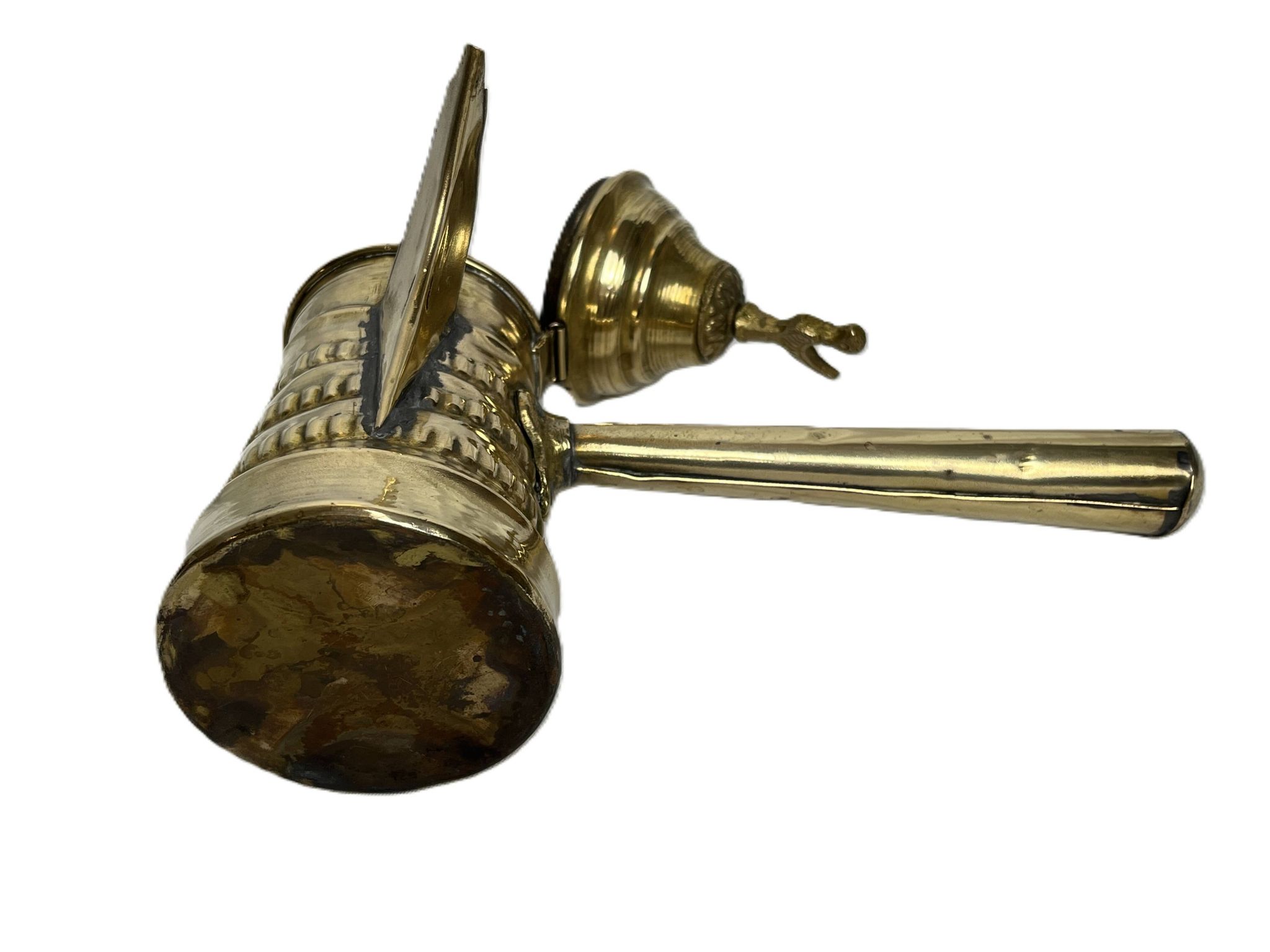 Brass dallah coffee pot with bird-shaped finial, 20th century.