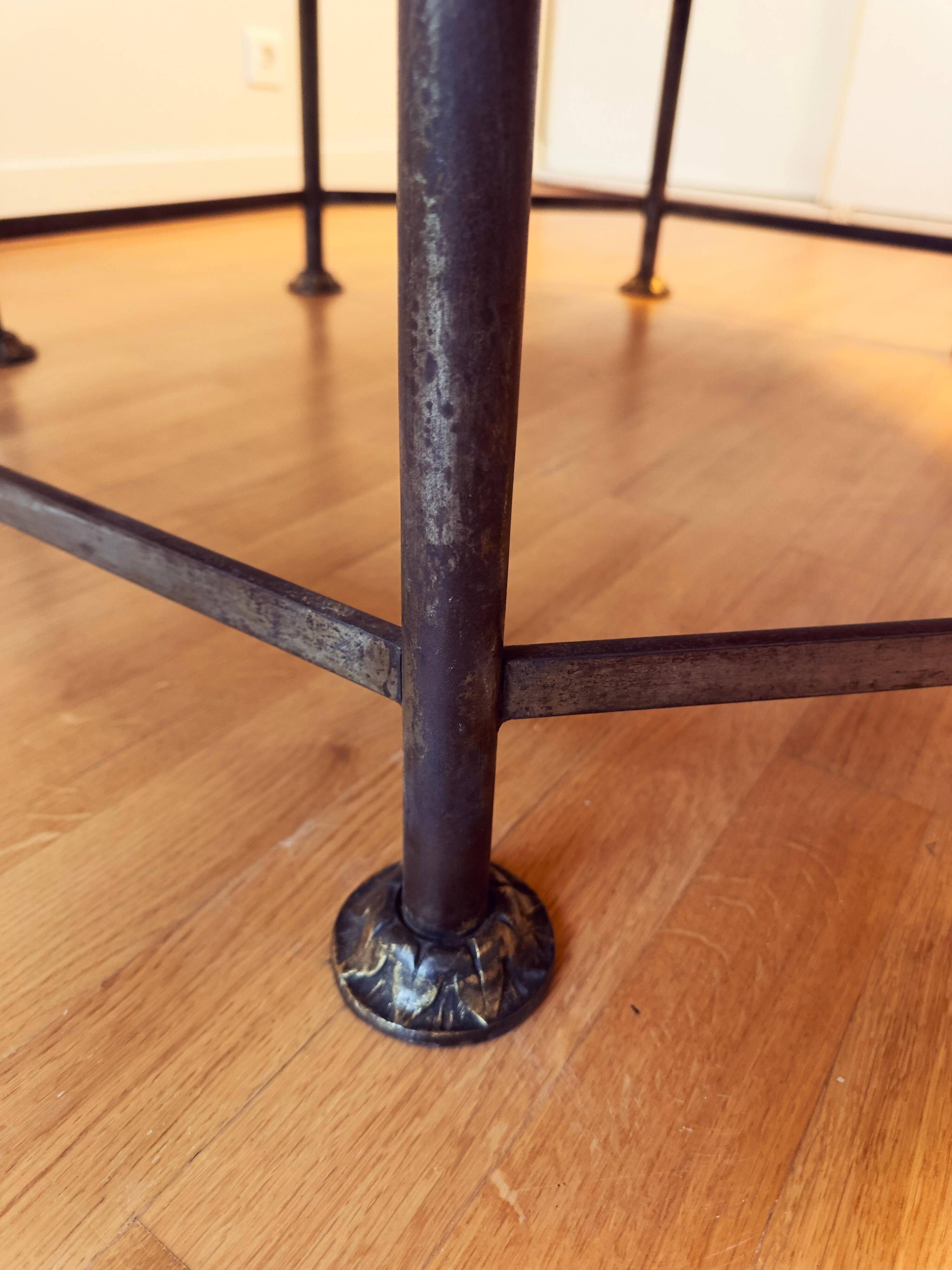 French Octagonal Travertine Coffee Table in the Style of Maison Jansen, 1960s