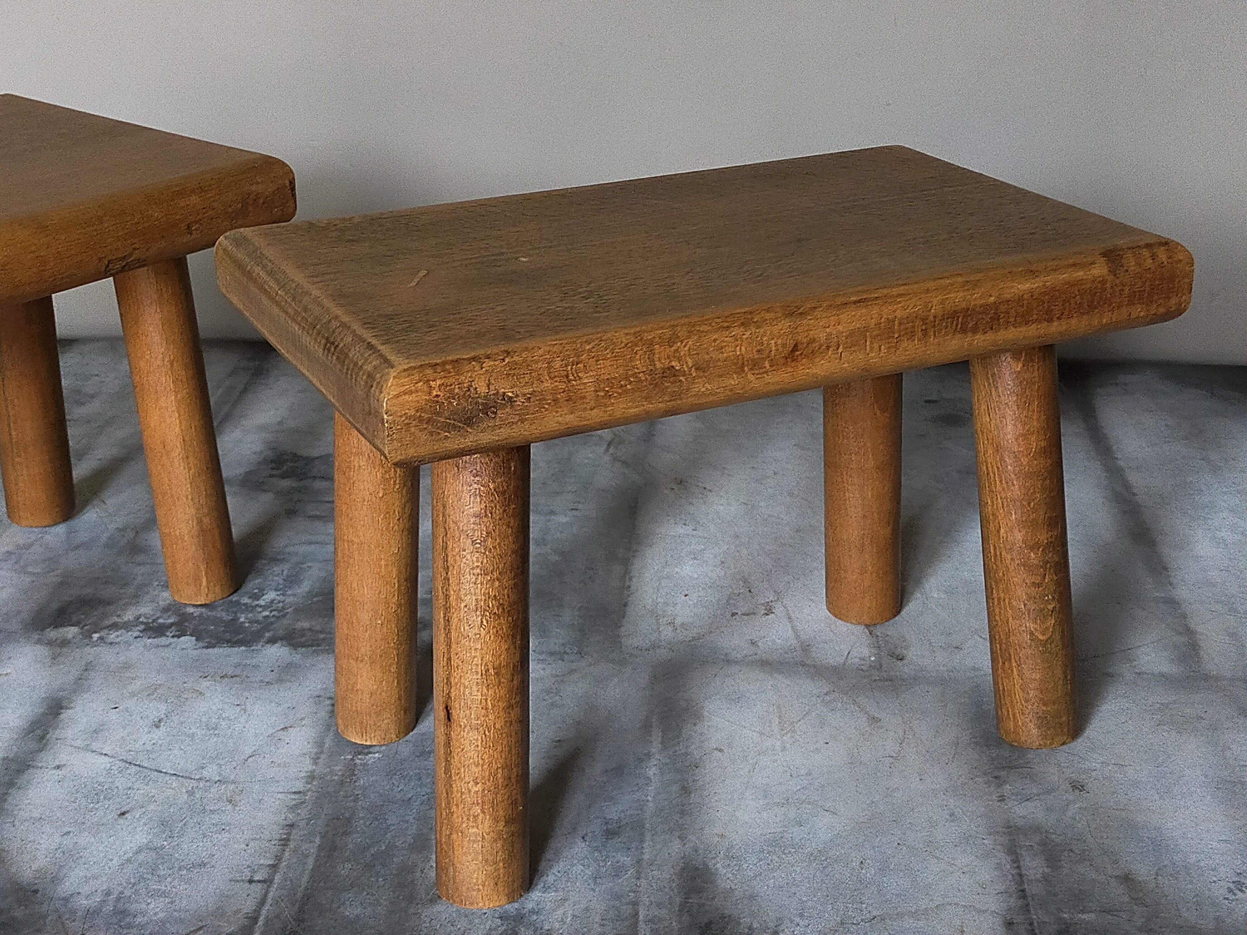 Pair of vintage oak footrests