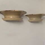 Pair of vintage modernist wall lights, beige painted metal and glass, France, 1930