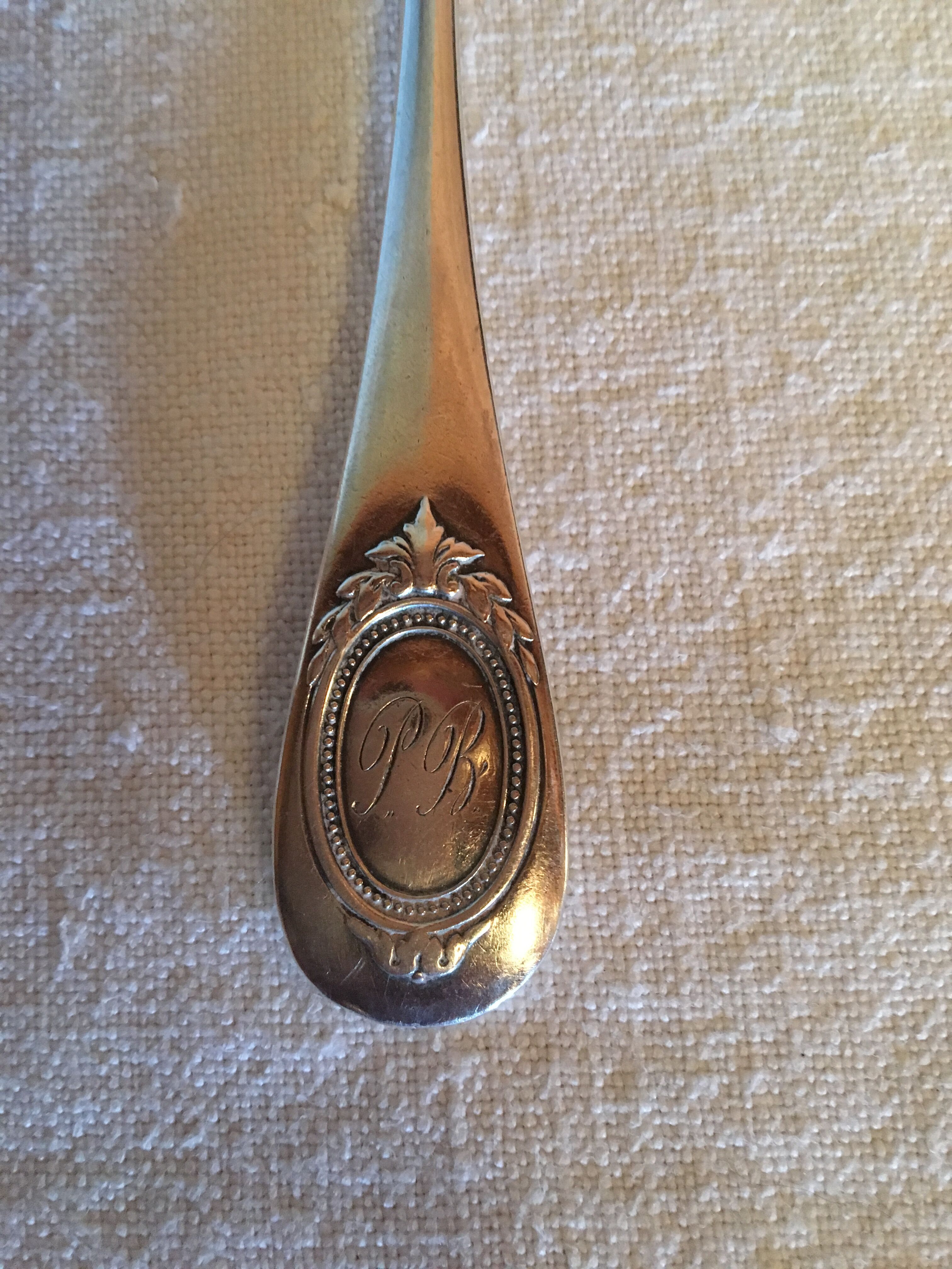 Pair of monogrammed solid silver cutlery