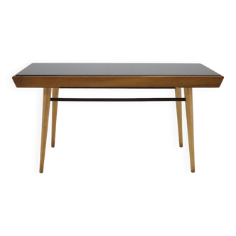 Table basse des années 1960 avec verre Opaxit, Tchécoslovaquie