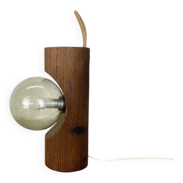Grande lampe de table sculpturale et organique en bois de pin, attribuée à Temde Lights, Allemagne, années 1970