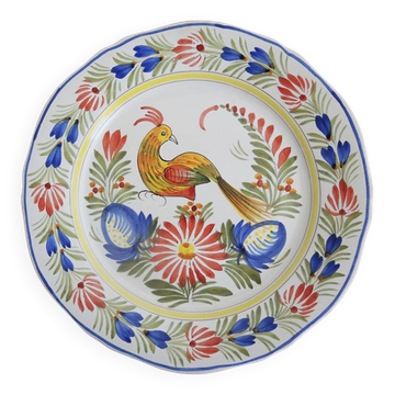 Old pheasant plate in HB Quimper ceramic