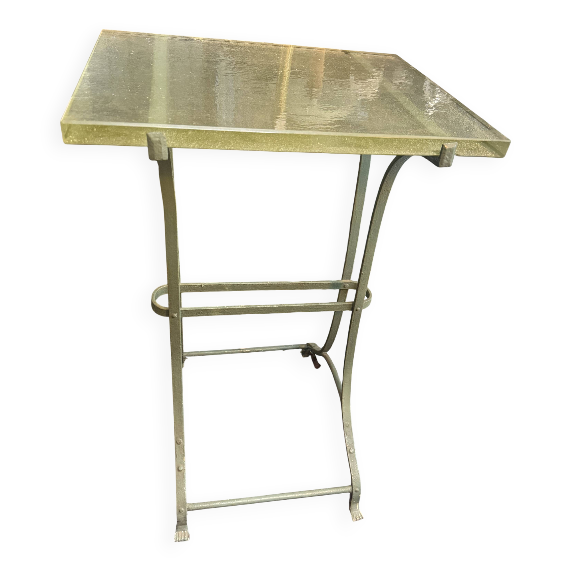 Metal table with glass top
