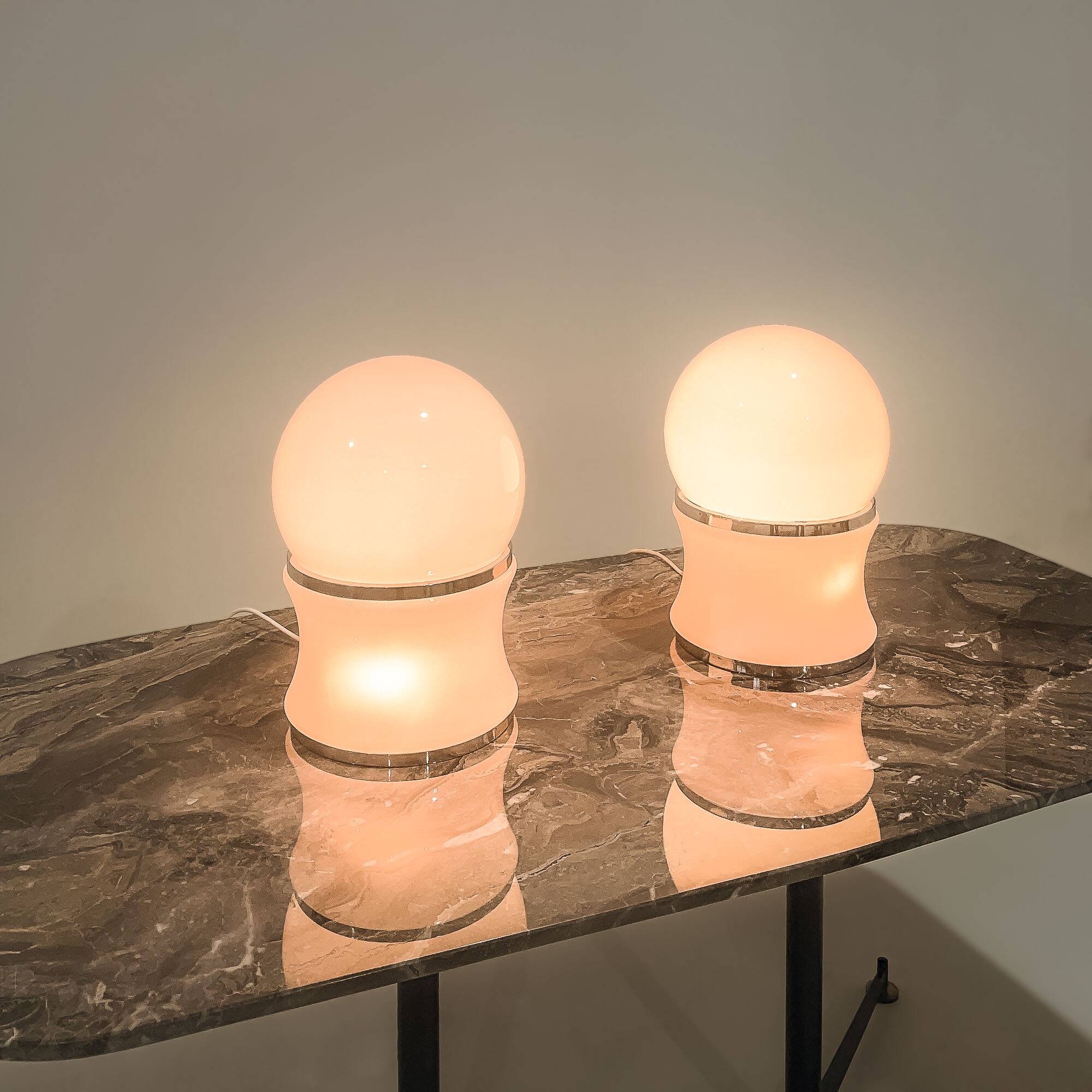 Large Opaline Glass Table Lamp by Goffredo Reggiani for Reggiani,  set of 2