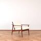 Mid-Century Danish Wood & Linen Lounge Chairs, Set of 2, 1960s.