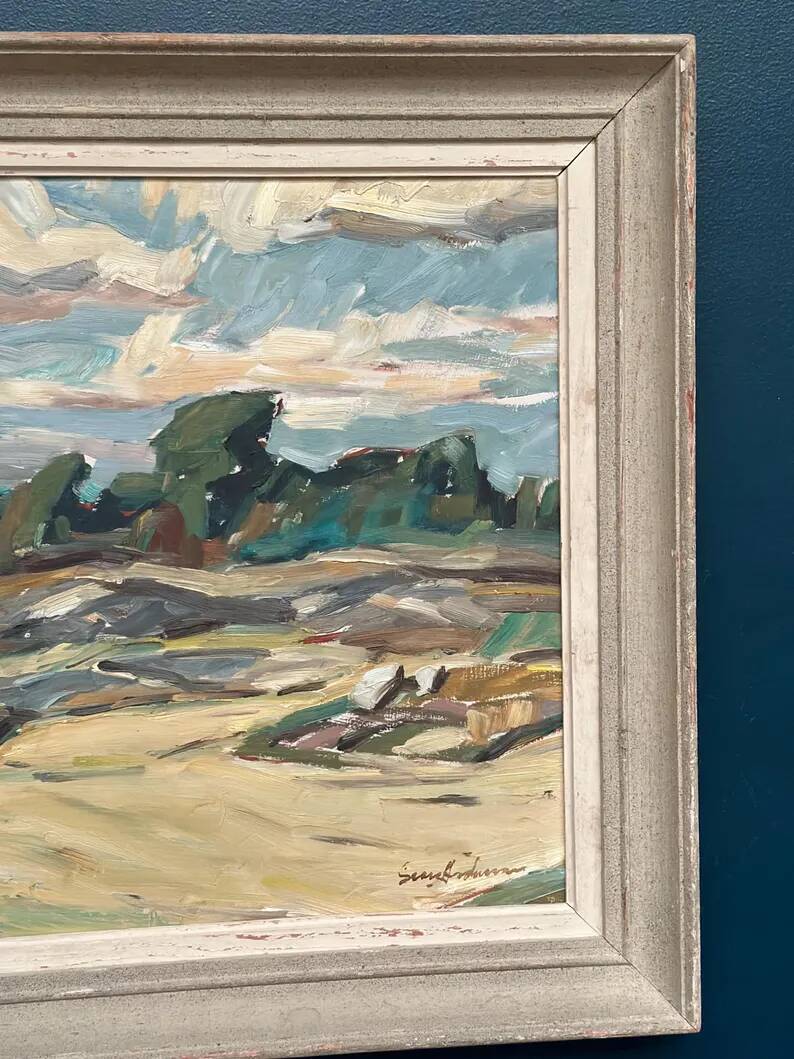 Original Swedish Oil on Canvas – “Mountains Landscape” by Georg Andersson – Signed – Vintage & Framed – 58 × 50 cm