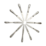 10 Series of 10 silver metal knives François Frionnet