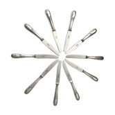 10 Series of 10 silver metal knives François Frionnet