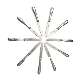 10 Series of 10 silver metal knives François Frionnet