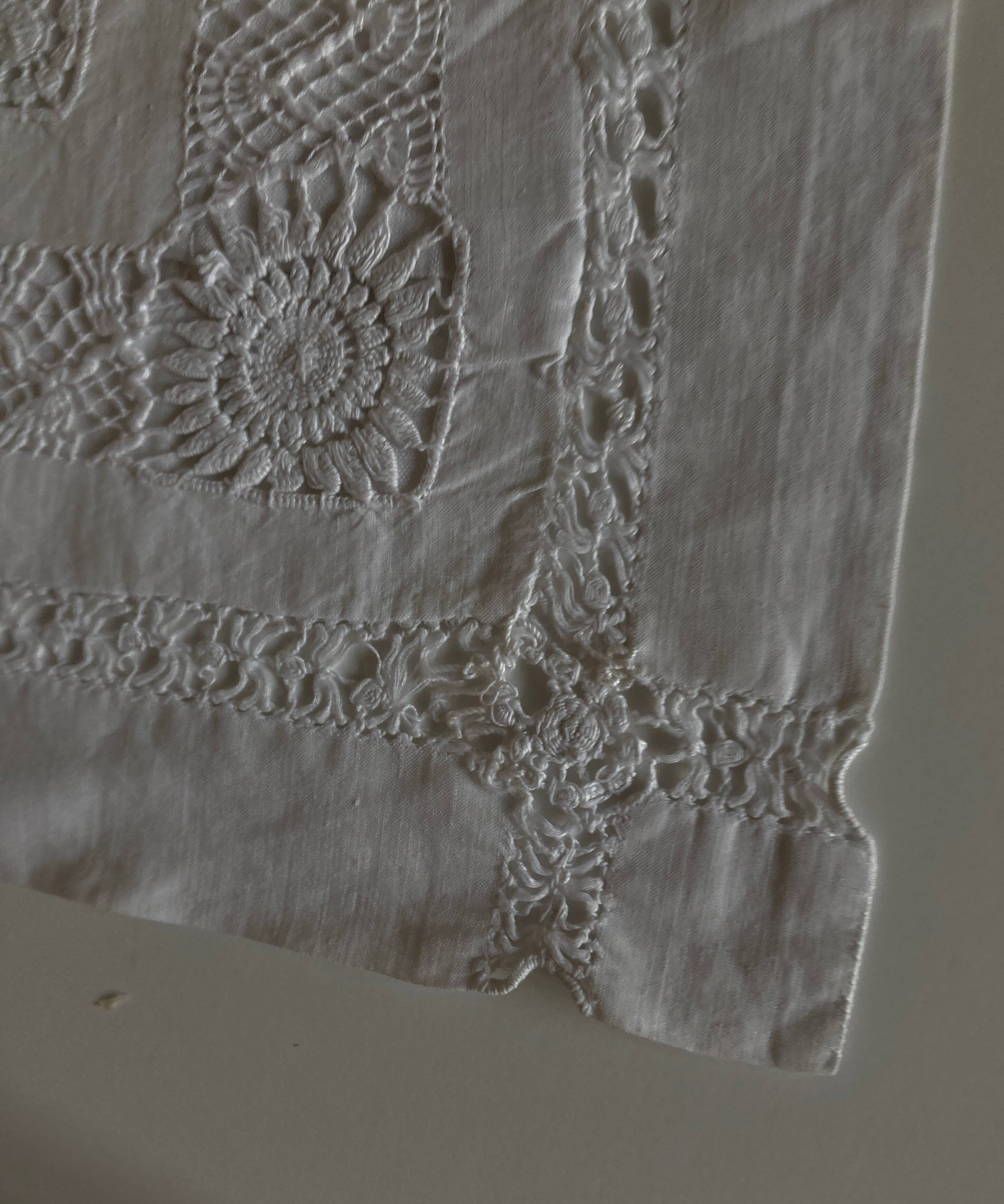 19th century pillowcase embroidered with complex days