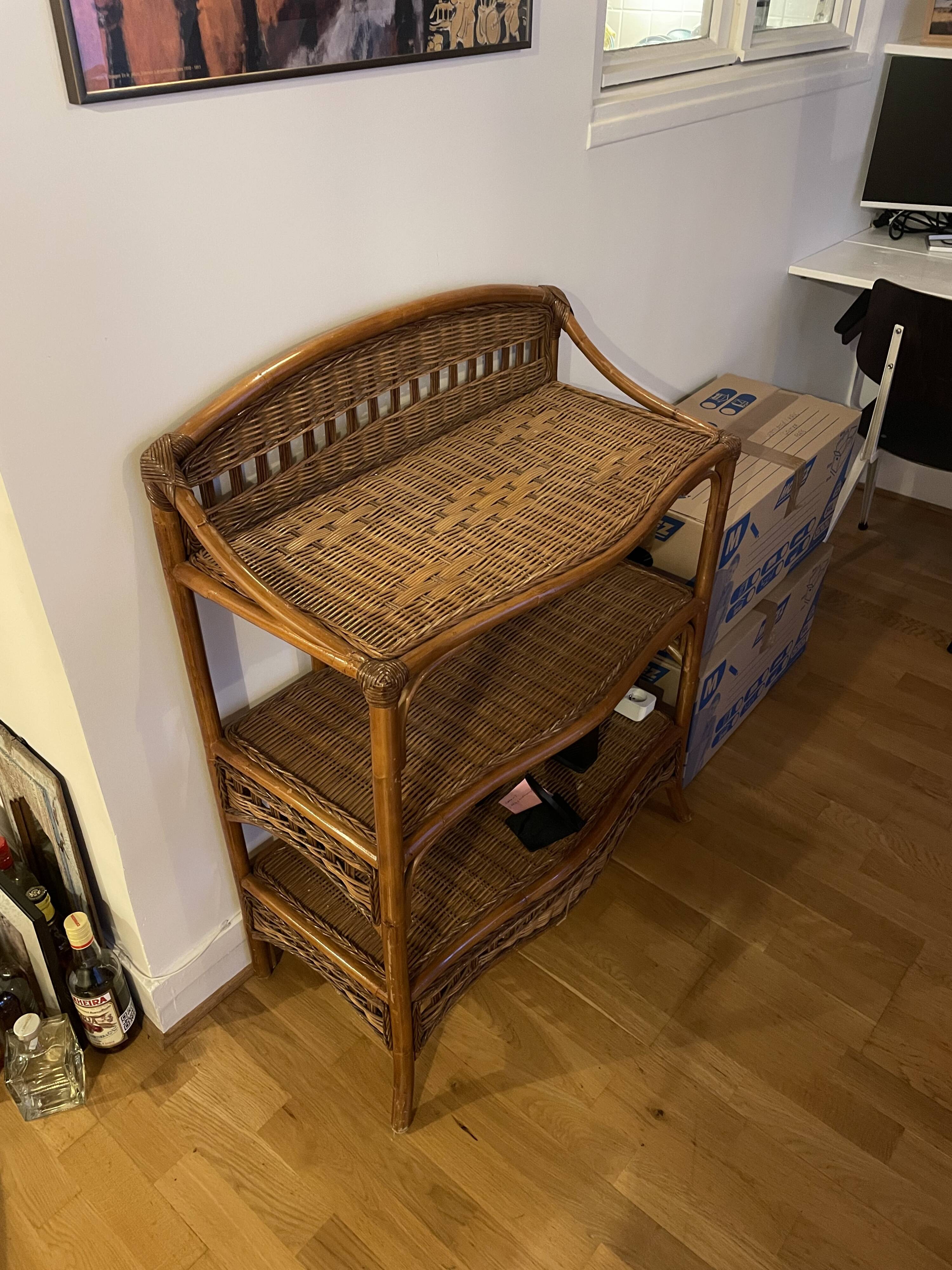 Rattan shelf on legs