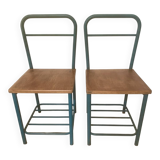 Pair of vintage boarding school chairs or bedside tables