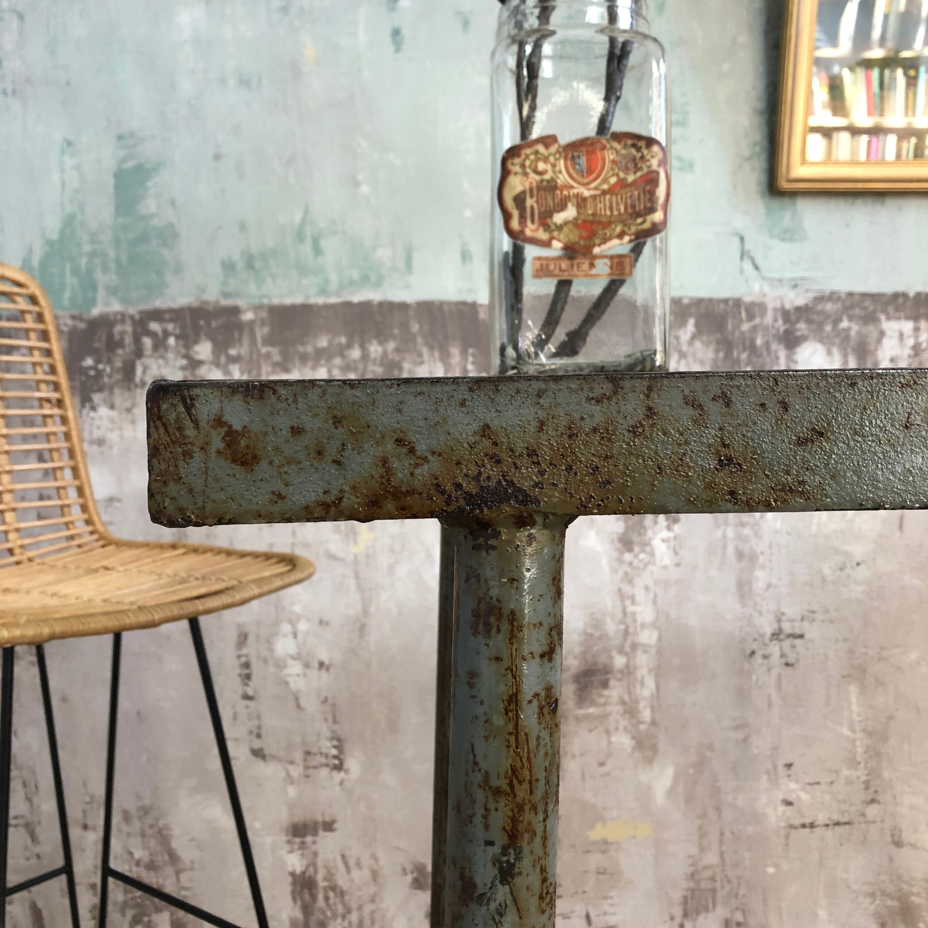 Table haute industrielle métal et bois