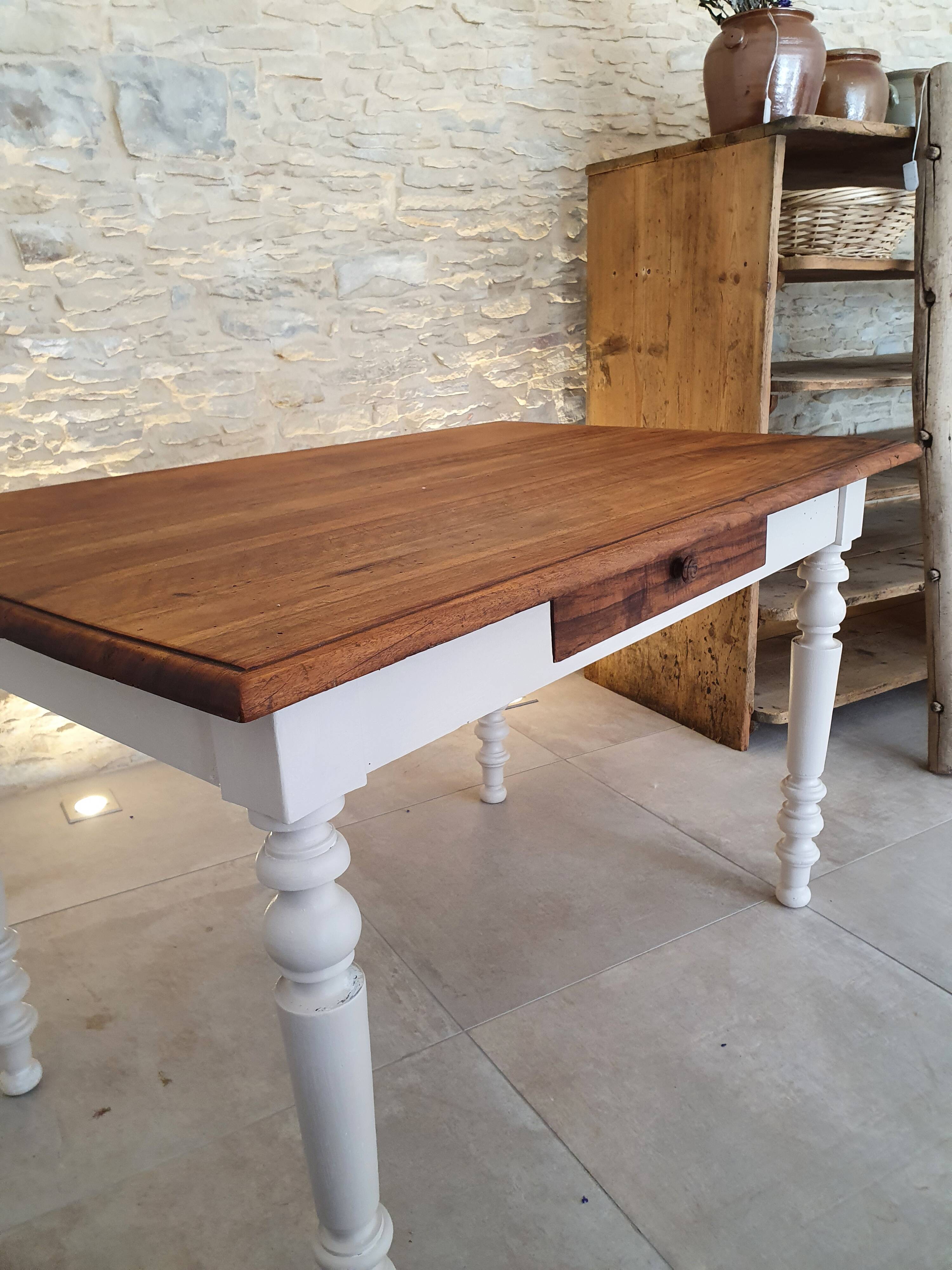 Farm table feet turned