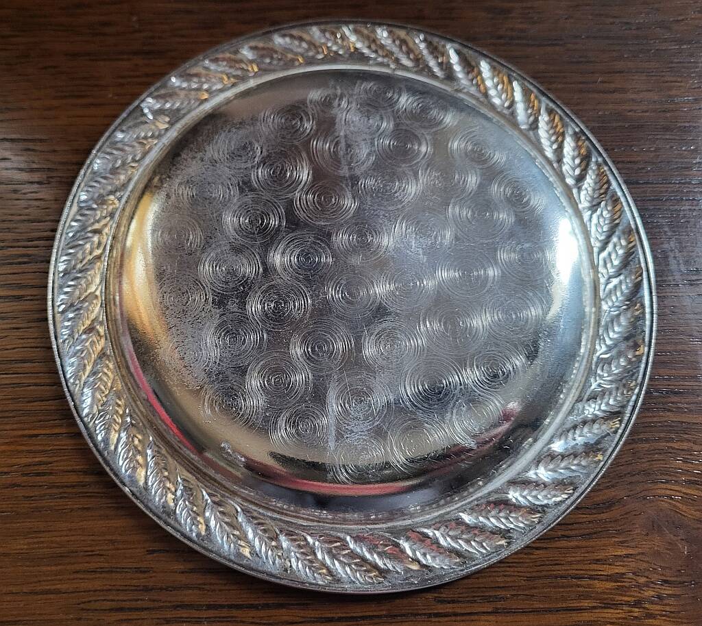 Silver Plated Small Tray Decorated with Wheat Ears