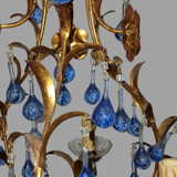 Lustre pampilles bleues a 3 feux