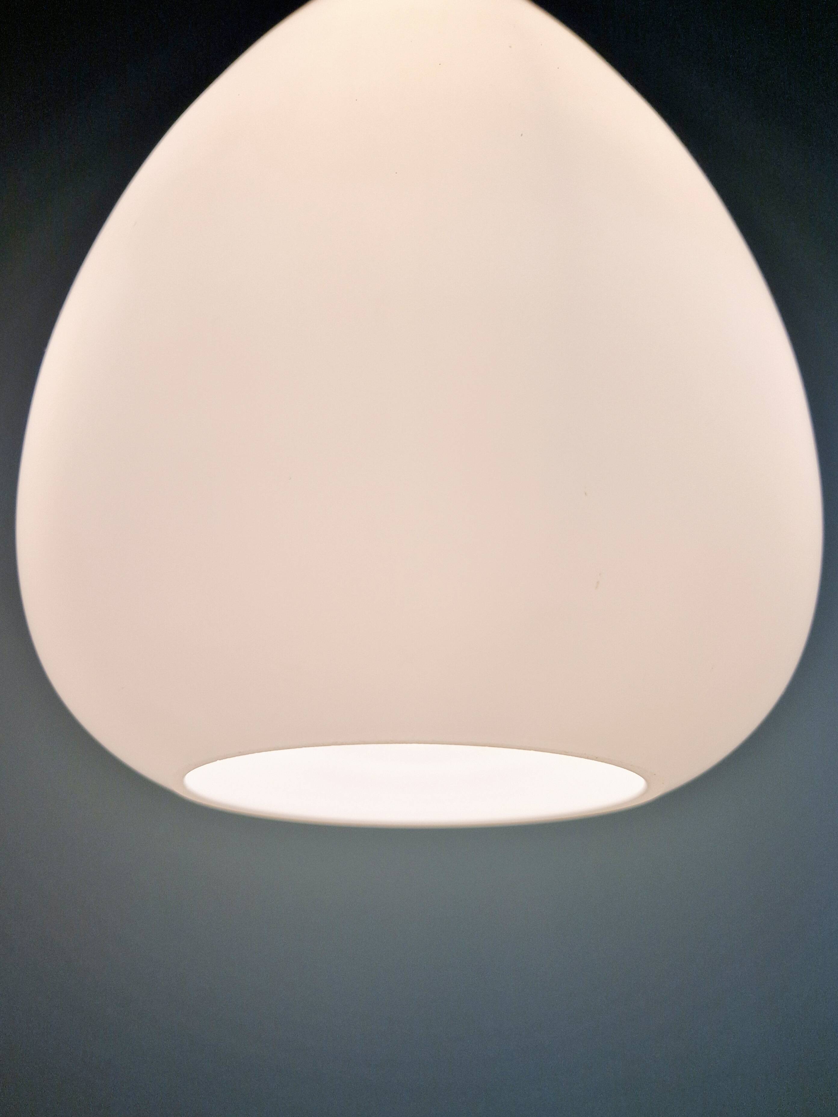 Scandinavian suspension in frosted white glass, 1960s